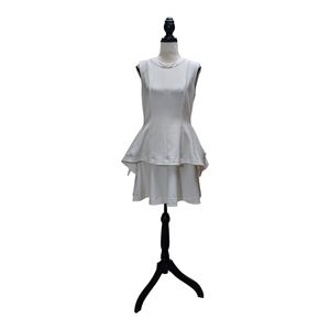 NWT BCBGMAXAZRIA White sleeveless Tiered Peplum Dress